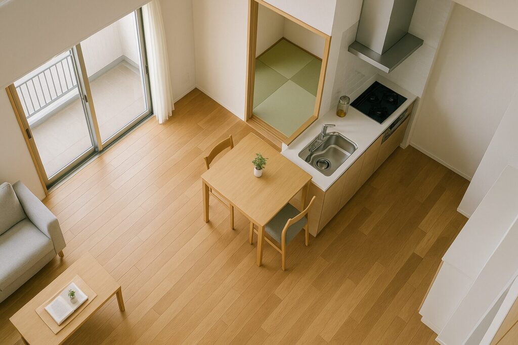 理想的なマンション間取りを検討する家族の様子