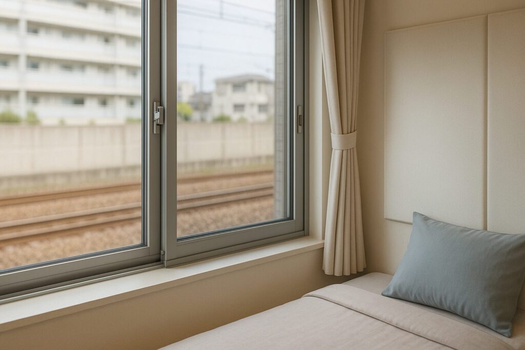 駅近マンションの騒音問題と周辺環境を表すイメージ