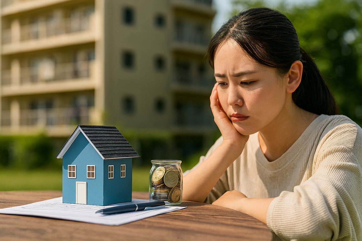 住宅ローン仮審査を勧められた女性の検討場面