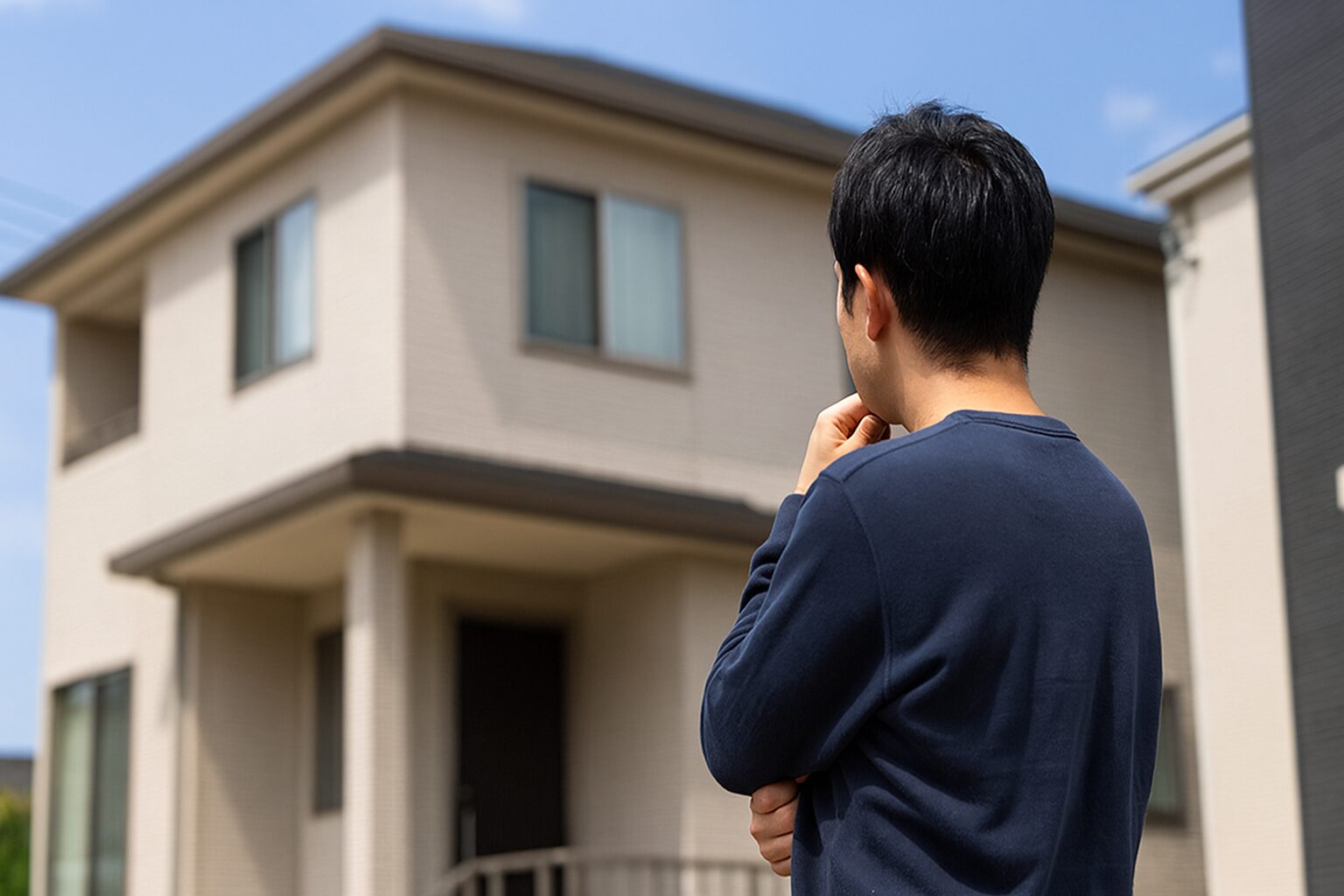 注文住宅をやり直したい男性の背中