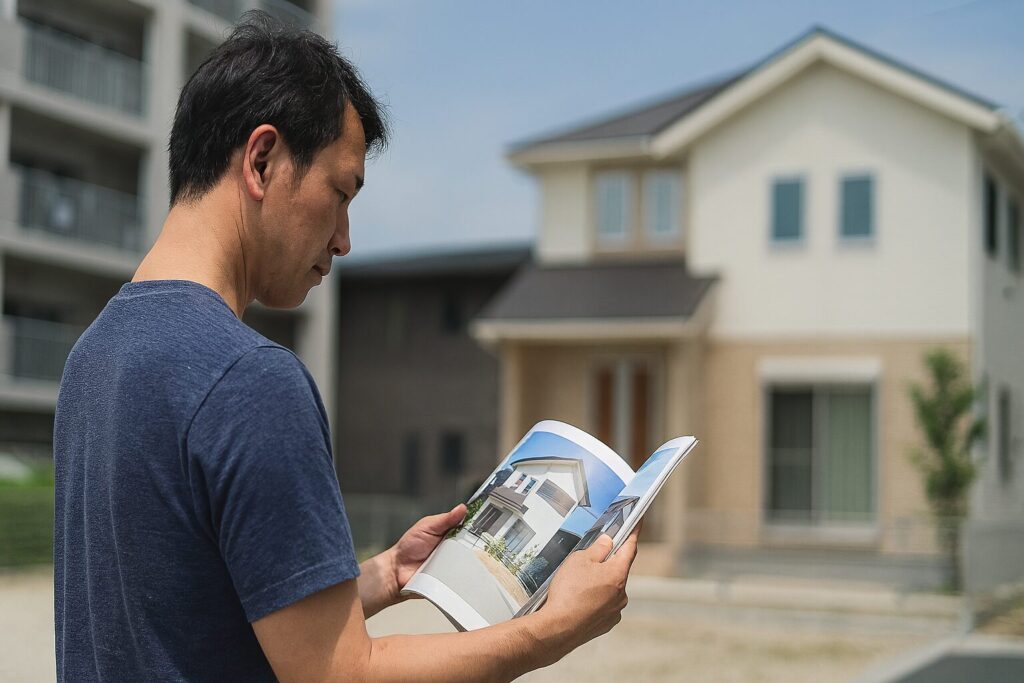戸建て 雑誌を読みながら家づくりを考える和室の机上