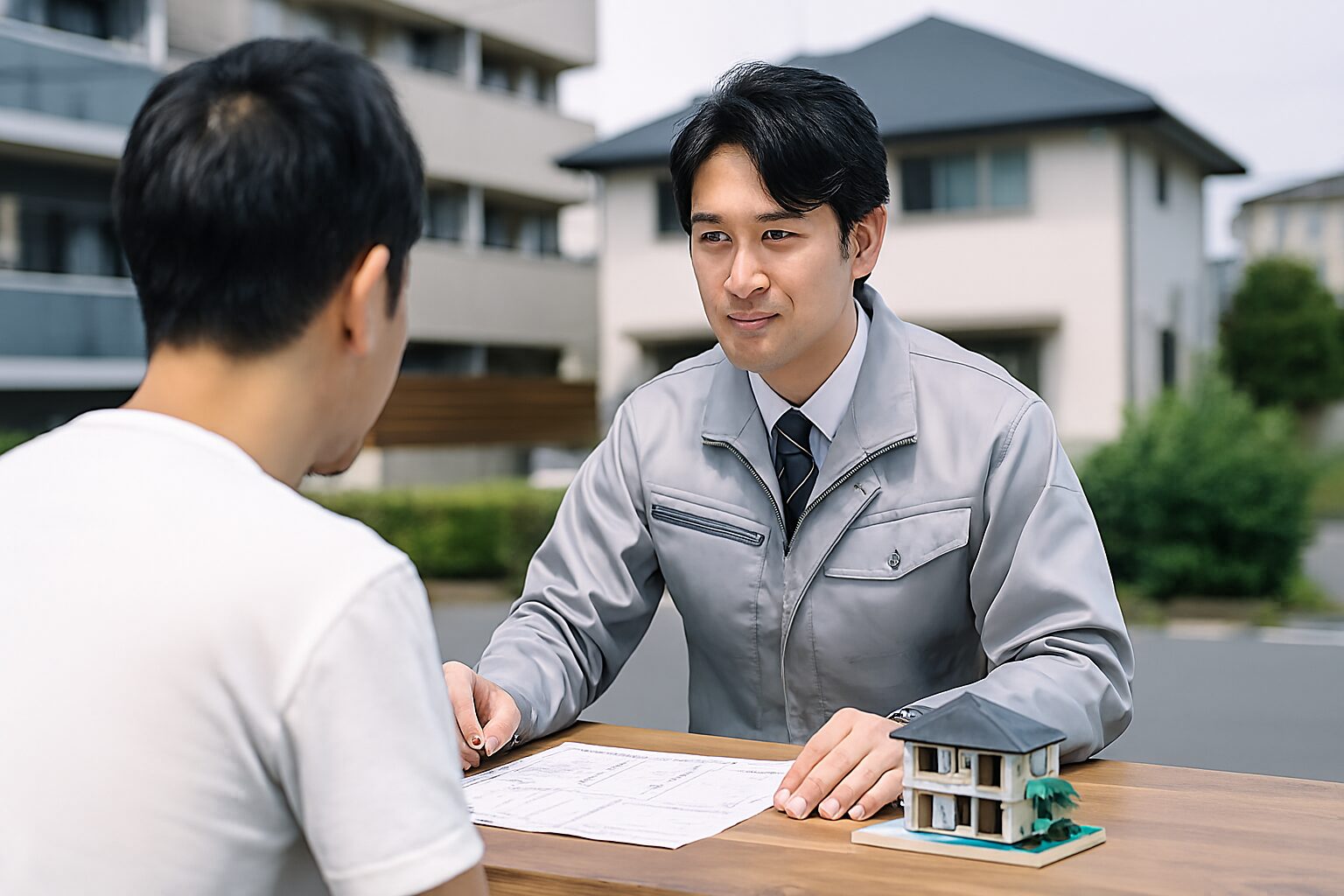 ハウスメーカー見積もりを検討する男性