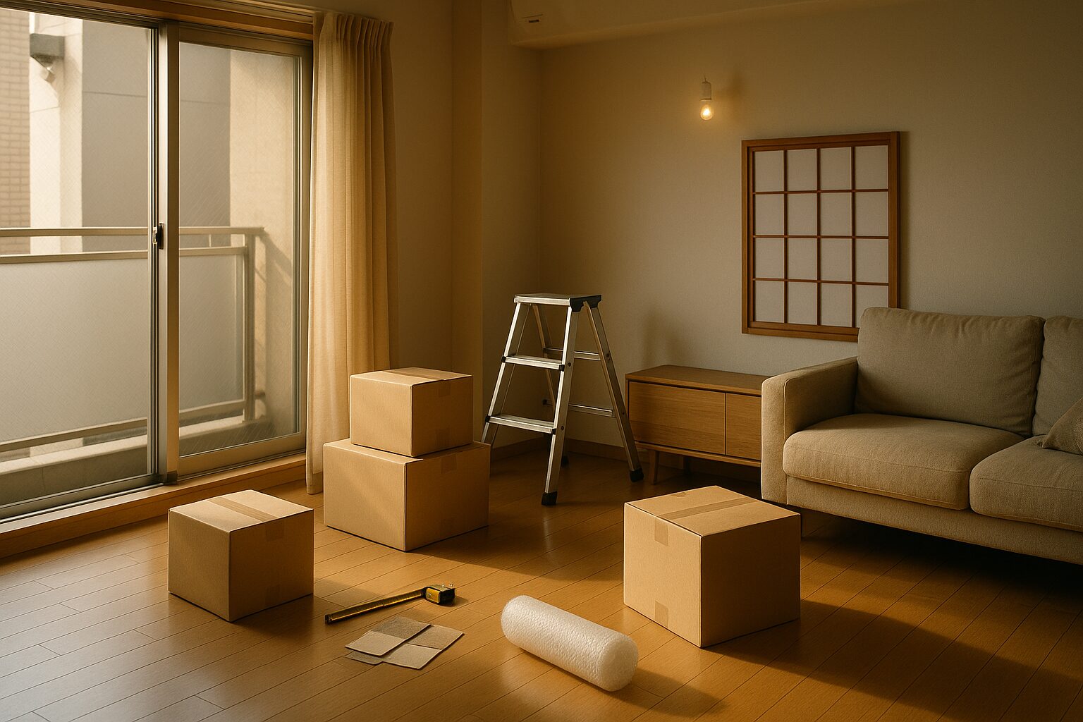 住宅プランの優先順位を整理する家族のイラスト