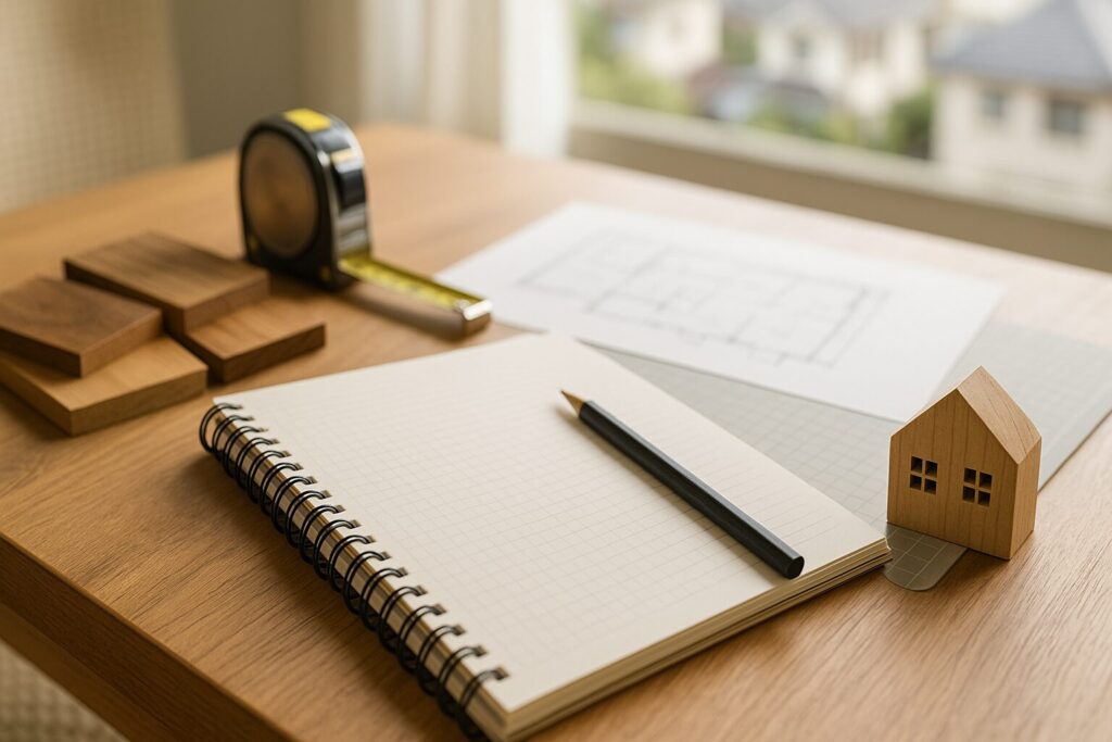 家づくりノート 項目を整える作業机