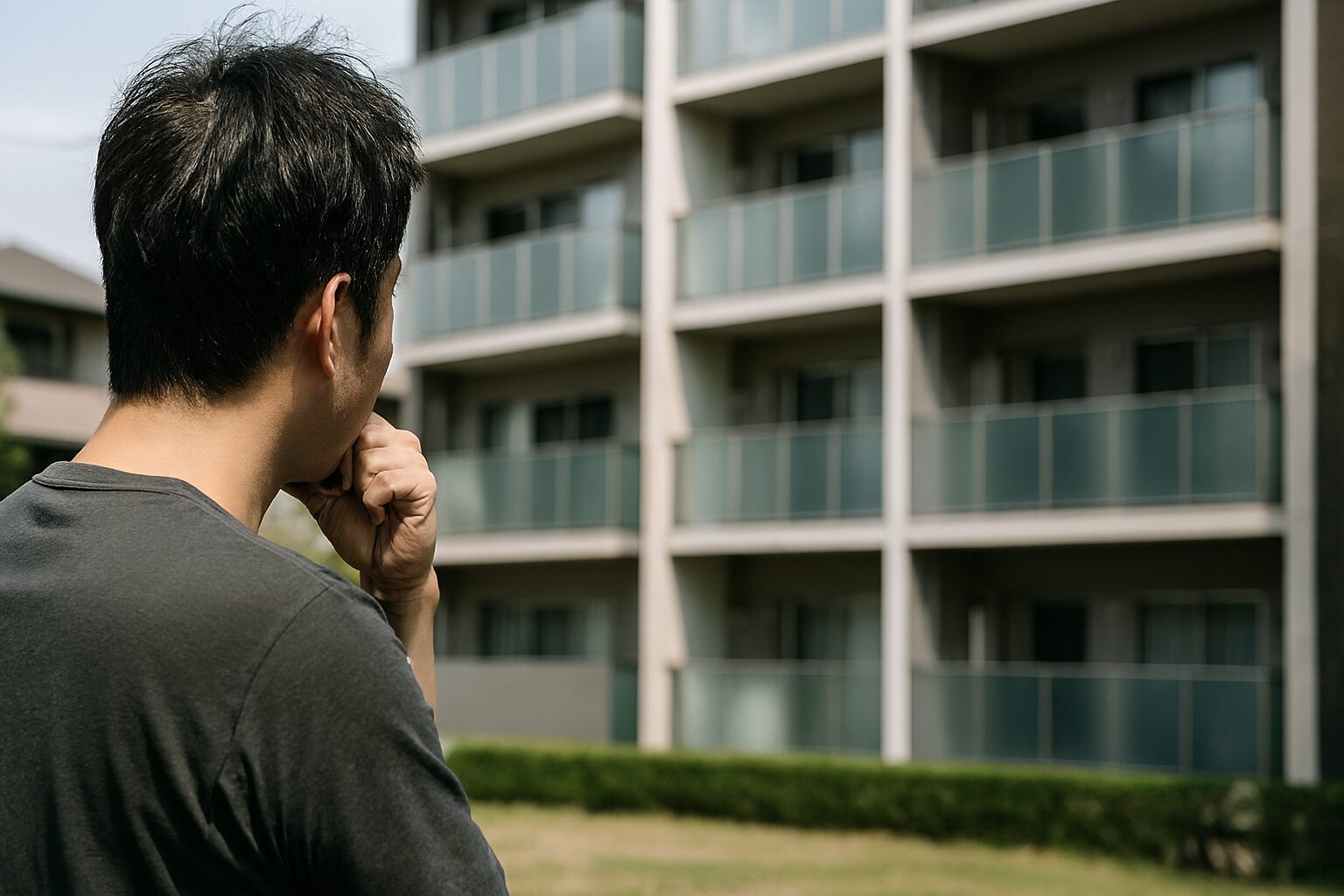 新築マンションオプションに悩む男性