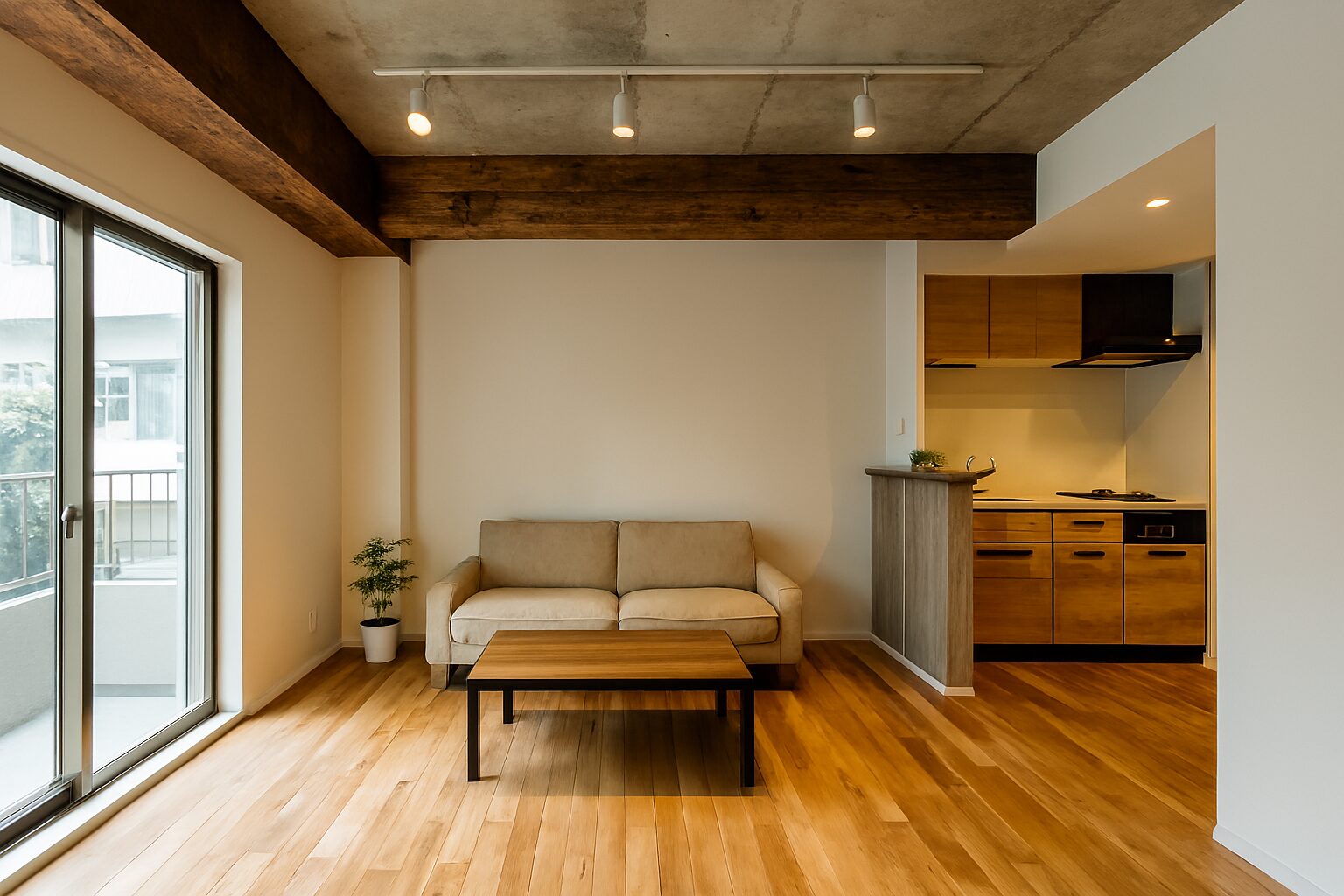 中古マンションリノベーション後の内装に後悔を感じさせる静かな空間