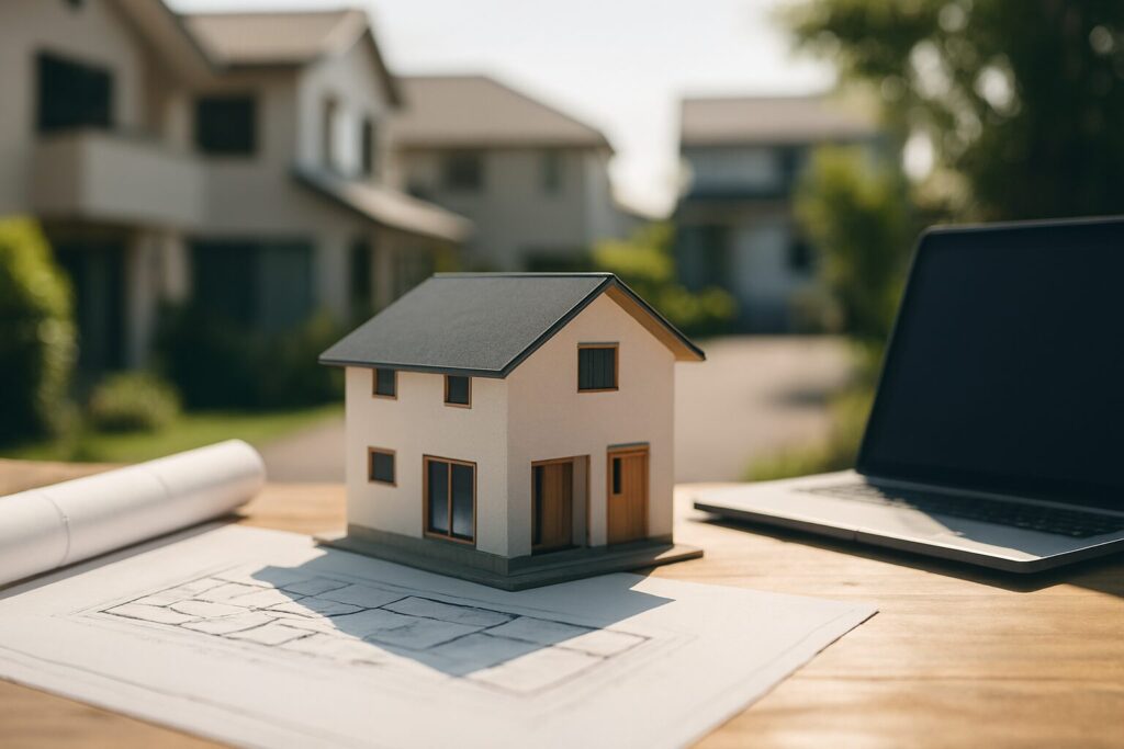 注文住宅シミュレーションサイトで間取りや費用を確認するイメージ