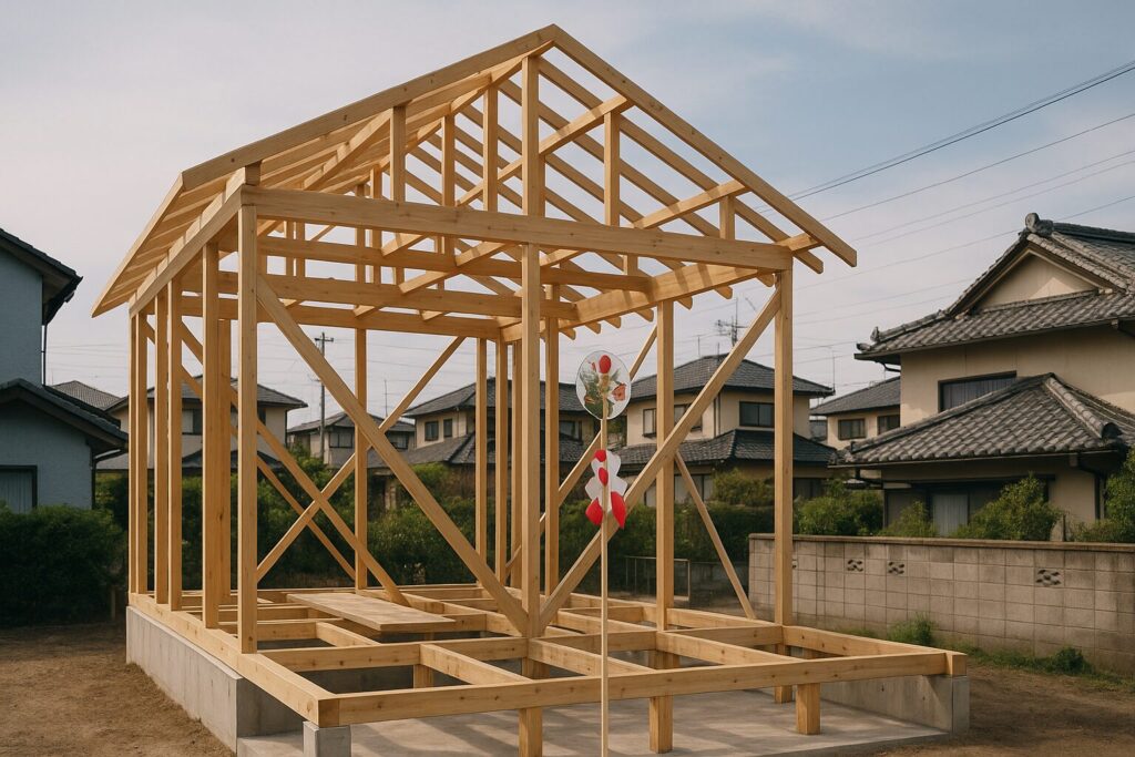 上棟式で施主が挨拶する場面