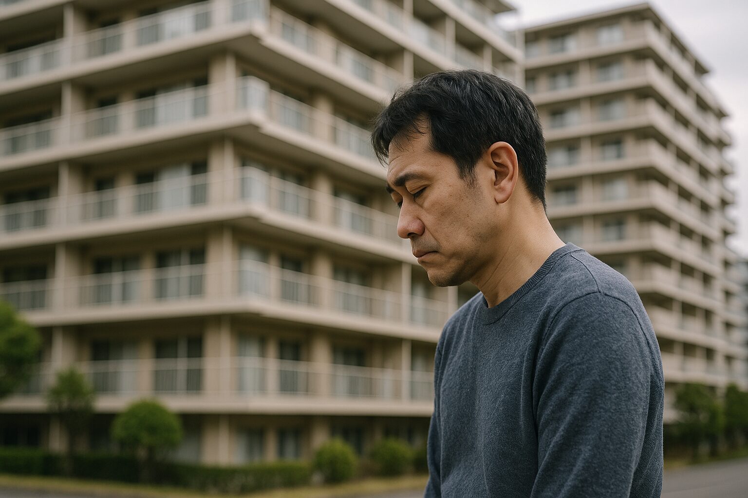 マンション売却 寂しい を噛みしめる男性