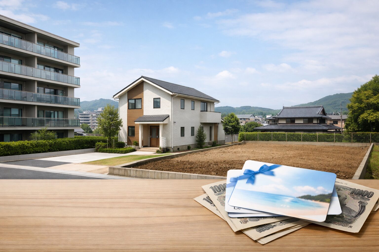 タマホーム特典を示す住宅外観