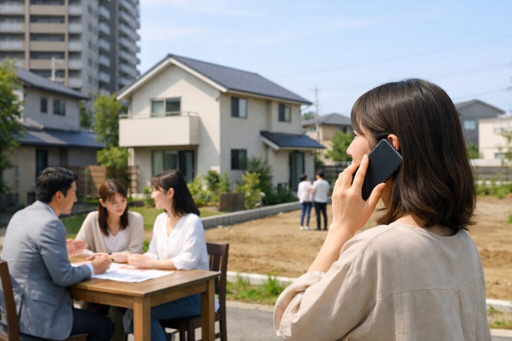 日本人女性が家づくりのとびらへ電話