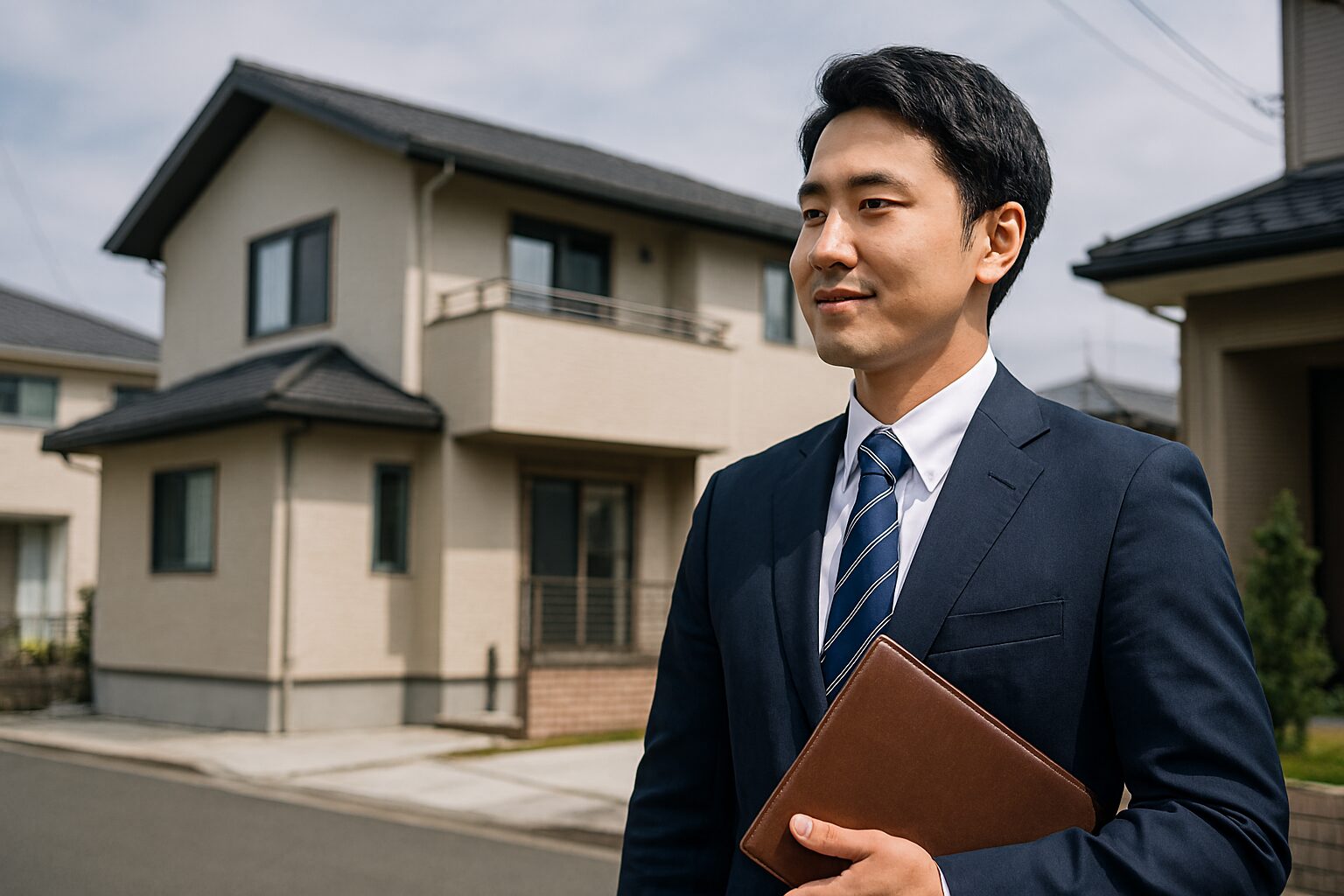 ハウスメーカー営業マンの本音を示す室内を見る男性