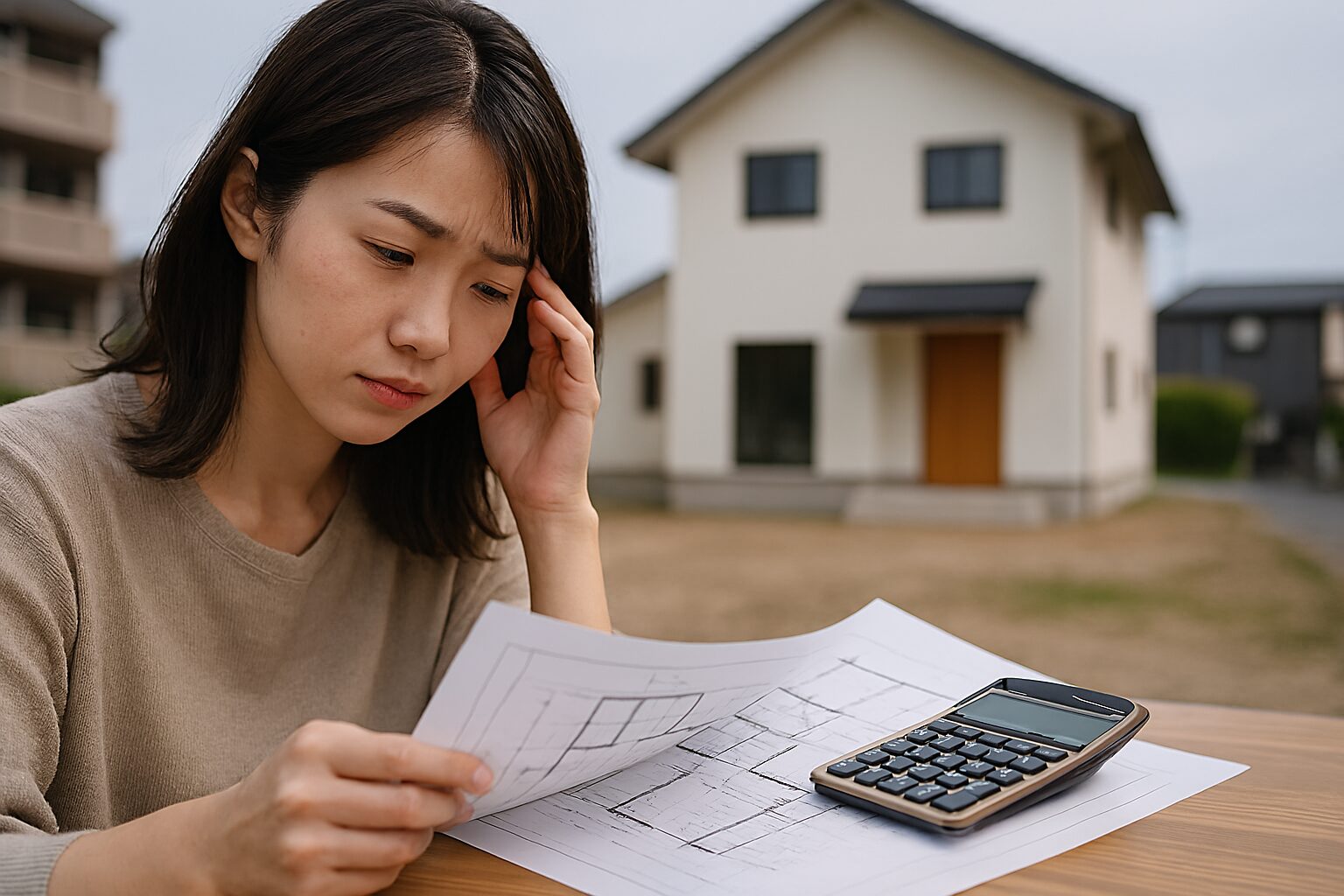 注文住宅の見積もりで悩む女性