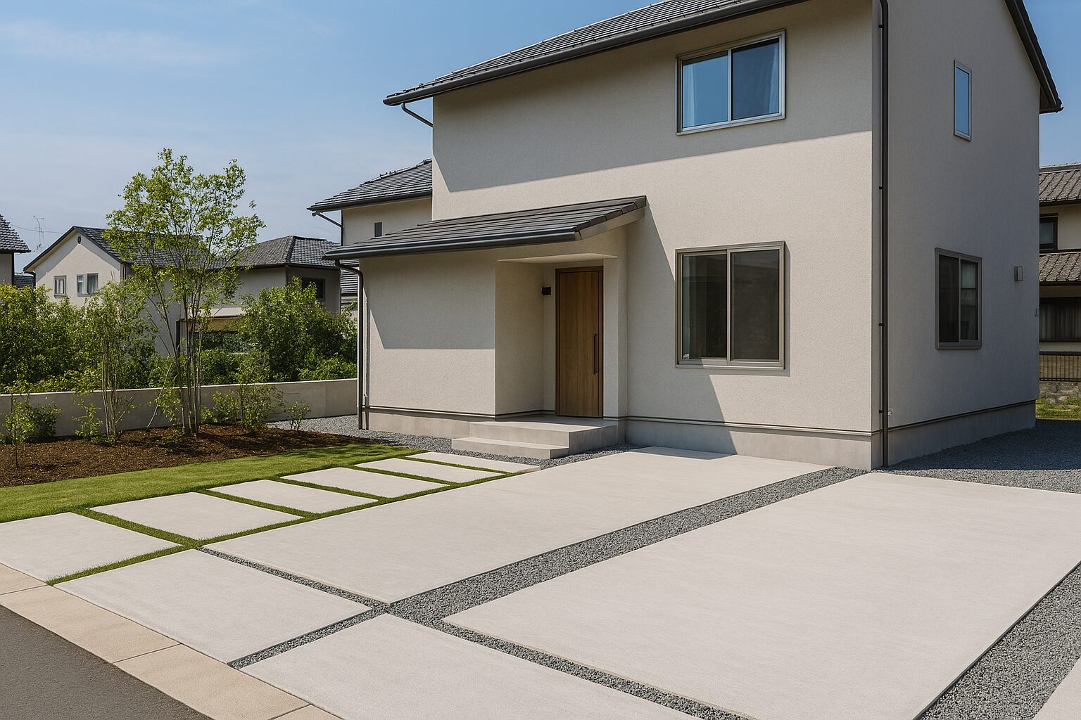 130平米間取りを想起させる新築住宅外観