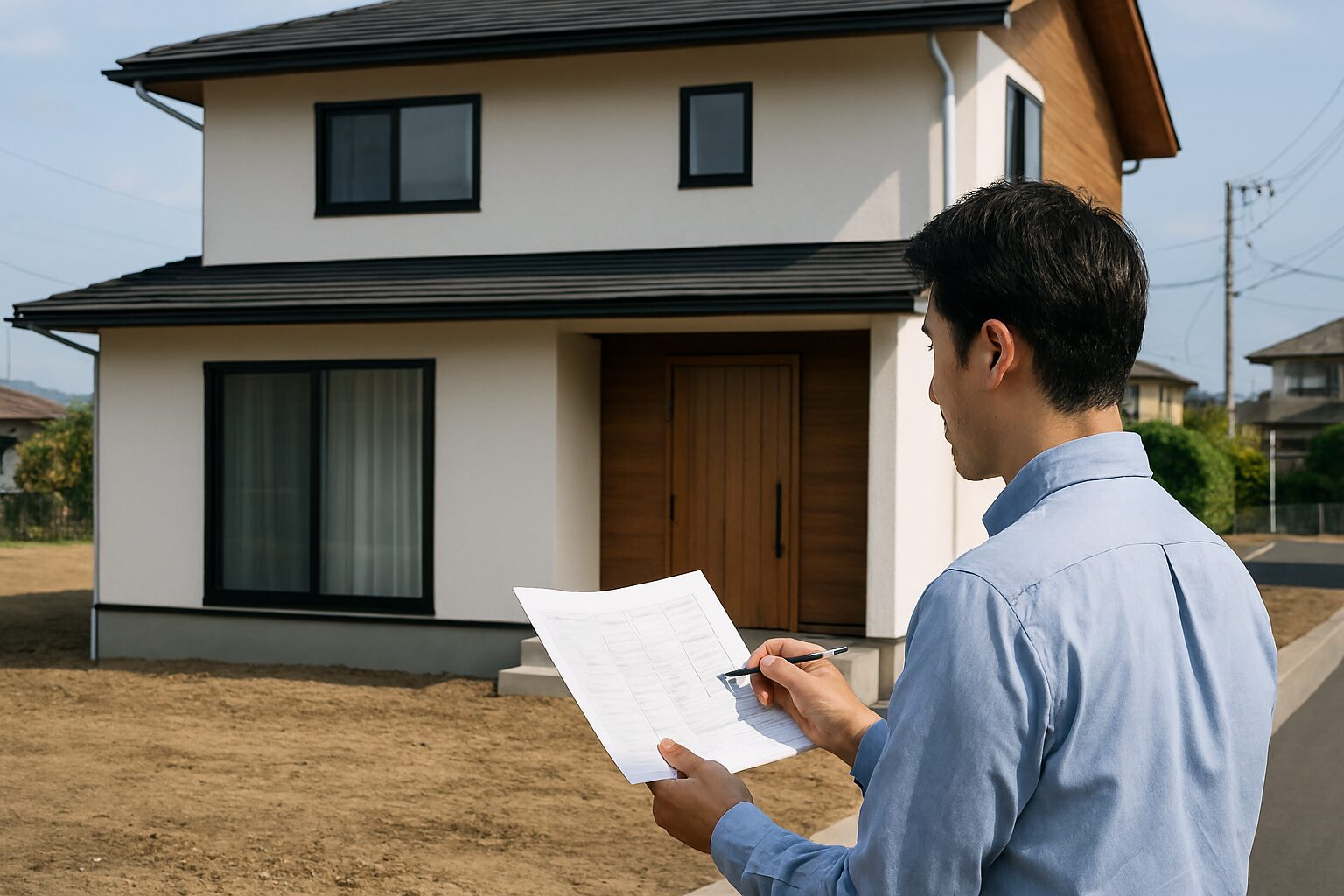 注文住宅の見積もりを確認する男性