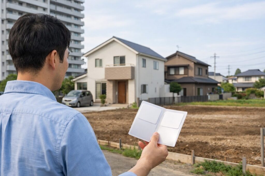 日本人男性がタマホーム特典を確認