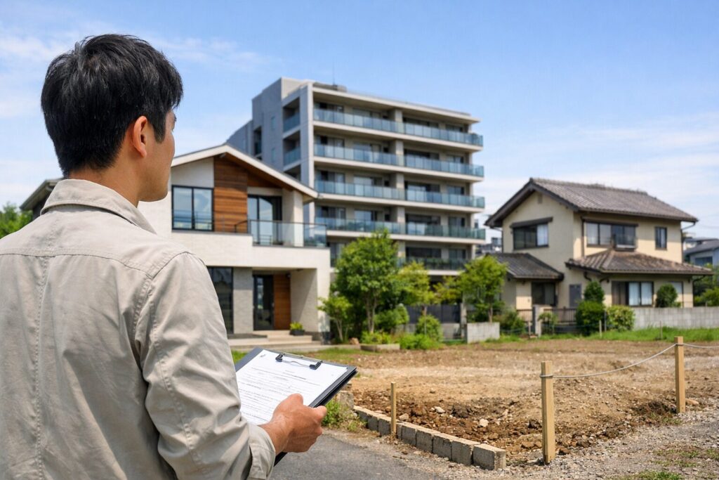 日本人男性が住宅メーカー比較表を見る