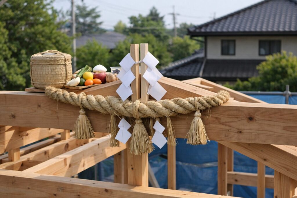 上棟式の施主挨拶の場の様子