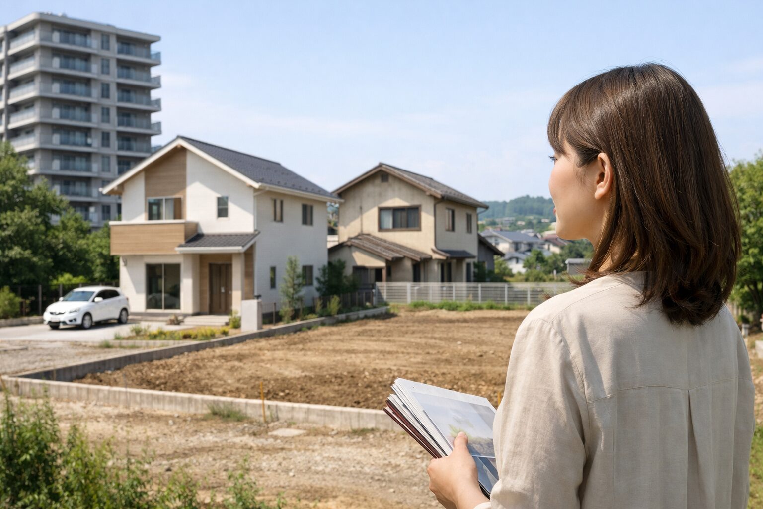 タマホーム特典を確認する日本人女性
