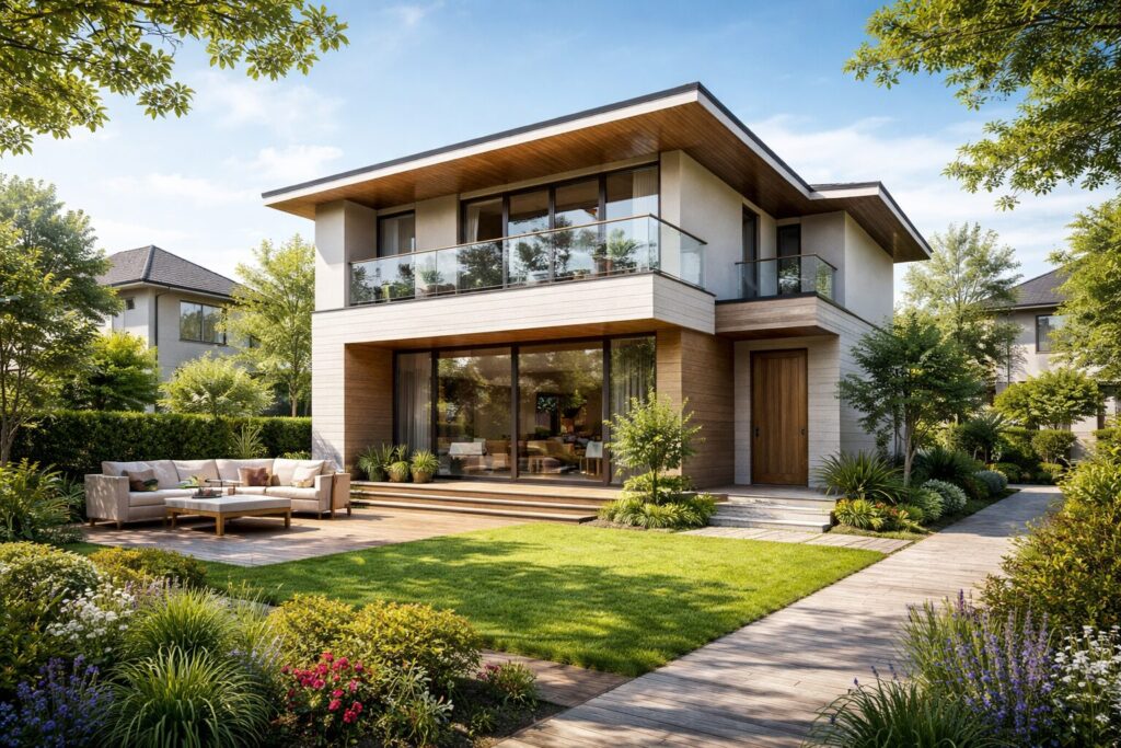 注文住宅の落ち着いた外観デザイン